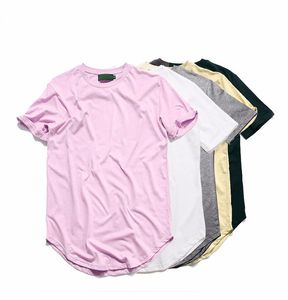 7色Tシャツファッション拡張ストリートスタイレットシャツ男子服カーブドヘムロングライントップティーヒップホップアーバンブランクベーシックTシャツbawei963