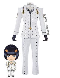 Anime Costumes Anime JoJo Bizarre Adventure Bruno Bucciarati Cosplay Costume Black White Suits Uniform Zentai Full Sets