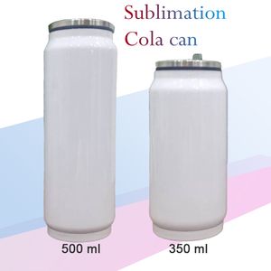 Weiße Sublimations-Cola-Becher, 12 Unzen/350 ml, 17 Unzen/500 ml, leerer Edelstahl, doppelwandige Wärmeübertragung, vakuumisolierte tragbare Tee-, Milch-, Wasser-Trinkflaschendose