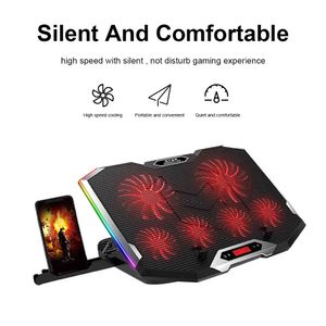 Ноутбук Охладитель 2 USB Порты RGB Gaming Cooling Pad 12-18 дюймов ПК ЖК-дисплей Портативный подставка для ноутбука