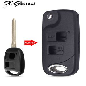 Folding Flip Remote Key Shell 2 Button For Toyota Yaris Carina Corolla Avensis TOY43 Uncut Blade Fob Case