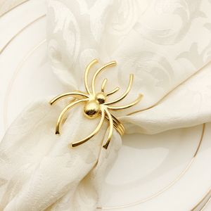 Gouden zwarte spin gevormde servetten gespen voor Halloween feestdecoratie Hotel eettafel servet ringen servies accessoires