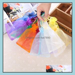 Sacchetti, sacchetti Display Organza Gift Dstring Bag 7X9Cm 9X12Cm 12X17Cm 15X20Cm 20X30Cm Occhiali Trucco Gioielli Packaging Pouch Candy Favor Sac