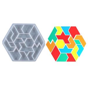 クラフトツールタングラムパズルモールドDIYクリスタルエポキシ樹脂六角形児の知的開発玩具デスクトップ飾り