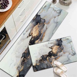 Black Ink Painting Abstract Kitchen Floor Carpet Rug Long Non-slip Washable Bath Floor Mat Doormat For Entrance Door Nordic 211109