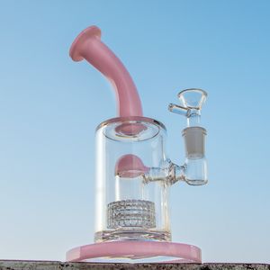 14mm Joint Unique Hookahs Matrix Birdcage Perc Heady Glass Bong Splash Guard Dome Percolators Chamber Oil Dab Rigs Purple Pink Green Water Pipes With Bowl