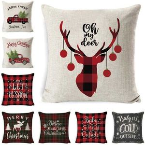 Christmas Pillow Case Plaid Pościel Rzuć Poduszki Okładki Kwadratowa Kanapa Dekoracyjna Poduszka Zagłówka Poduszka Pokrywa Xmas Pillowslip Decor Dap218