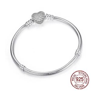 925 Sterling High Quality Authentic Silver Color Snake Chain Fine Bracelet Fit European Charm Bracelets for Women Jewelry Making