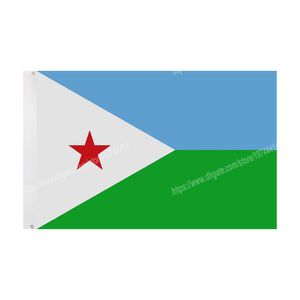 Djibouti flaggor National Polyester Banner Flying 90 * 150cm 3 * 5ft flagga Över hela världen utomhus kan du skräddarsy