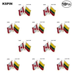 Kanada Litauen Vänskap Lapel Pin Flag Badge Brosch Pins Badges 10st mycket