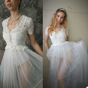 Abiti da notte in pizzo avorio Abiti da sposa premaman da donna Appliques Manica lunga Abito da servizio fotografico incinta Vedere attraverso abiti da sera