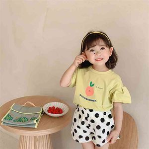 Yaz Varış Kızlar Moda Meyve T Gömlek Çocuklar Kore Tasarım Giysileri Tops 210528