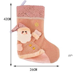 NUOVOBlingbling Paillettes Calza di Natale Babbo Natale Pupazzo di neve Alce Albero di Natale Ciondolo Bambini Festival Regalo Borsa Calzini Ornamento LLE11041