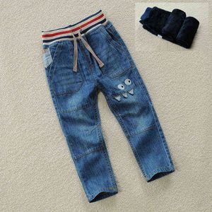 Barn vinter jeans tjocka korall velvet fleece baby pojkar denim byxor casual boy byxor toddler barn kläder mode 2T-8y G1220