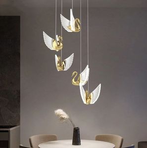 Nordic Light Luxury Swan Pendant Lamp LED Simple Acrylic Hanging Light 2022 New Year Home Lighting for Bedroom Living Room
