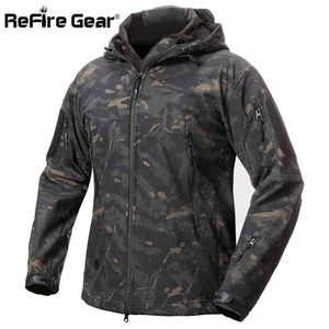 Dovire Gear Shark Skin Soft Shell Tactical Kurtka wojskowa Mężczyźni Wodoodporna Płaszcz Polar Army Odzież Camouflage Wiatrówka Kurtka 210819