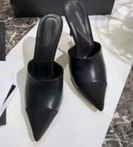 2022 Europejska Moda Rozrywka Buty Kobiety Wysokie Obcasy Dziewczyna Designer Buty Perły Sandały Letnie Seksowne Kapcie Skórzane 8 CM