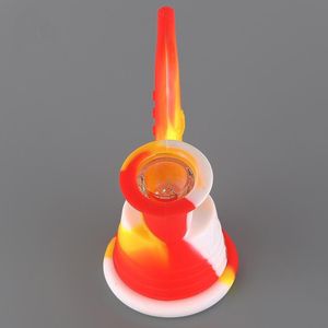 saxophone shape silicone water pipes unique Tobacco resin kits Smoking factory price Herb bong Accessories dab rig glass bongs bent type