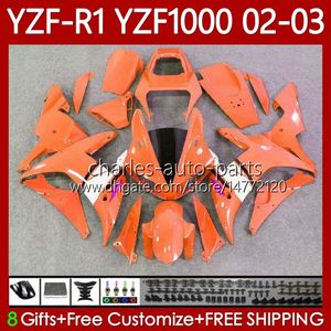 Motorcycle Fairings For YAMAHA YZF R 1 1000 CC YZF-R1 YZFR1 02 03 00 01 Body 90No.70 YZF1000 YZF R1 1000CC 2002 2003 2000 2001 YZF-1000 2000-2003 OEM Orange white Bodywork