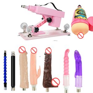 Akkajj Multi-скоростные секс-мебель с торчащими пулематами с несколькими взрослыми игрушками для женщин и мужчин (розовый)
