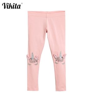 Vikita Kids Girls Leggings Crianças Desenhos Animados Calças Slim Calças Skinny Leggings Bebê Meninas Algodão Calças Longas Calças 210303