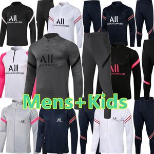 Parijs Kids Jersey Messi Kind Voetbal Sets Kinderen Trainingspakken Jas Verratti Jerseys Sportwear Track Suit Mbappe Boys Football Coat Training Wear Shirt
