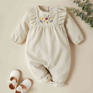 Baby Solid Floral Ruffled Jumpsuit 210528