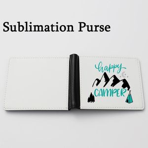 Party Favor 50pcs/Lot Sublimation Blank Men Pocket Wallet PU Double Side Heat Transfer Women's Purse Foldable For Wedding Gift