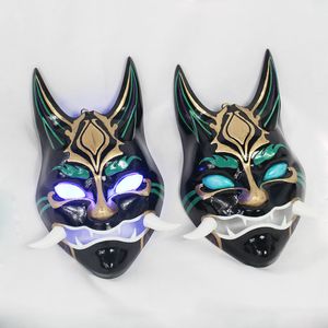 Halloween Lysous Vuxen Props Game Genshin Impact Cosplay Tillbehör Yasha Xiao 25cm Glödande Mask Anime Resin Gift Kids Leksaker