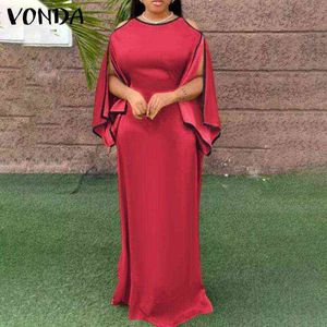 VONDA Women Maxi Dresses 2021 Summer Off Shoulder Ball Gown Fall Dresses Sexy Sleeveless Party Bohemian Vestidos Oversized Y1204