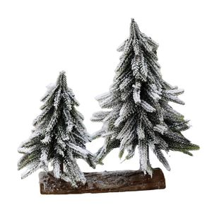 Juldekorationer Mini Pine Tree Artificial Tabletop Festival Plast Miniatyr Träd 2022 År för Xmas
