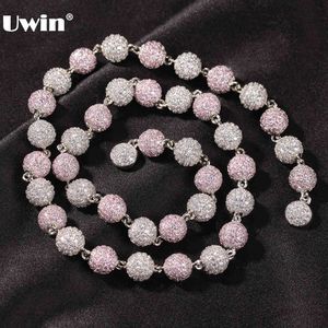 UWin Hip Hop Smycken Iced Out Ball Halsband Bling Cz Armband för kvinnor med magnetlås 8.5mm Sfäriska mode smycken x0509