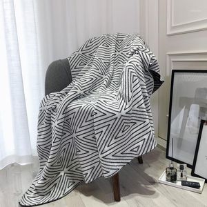 Blankets Winter Luxury Nordic Blanket Acrylic Geometric Oversized Fur Bedding Bedroom Throw Koce Narzuty Home Decoration EK50GT
