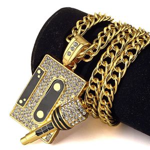 Silber Mikrofon Halskette großhandel-Musik Mikrofon Anhänger Halskette Männer Schmuck Hiphop Kette Gold Silber Farbe Hip Hop Rock DJ Rapper Halsketten Herren Schmuck