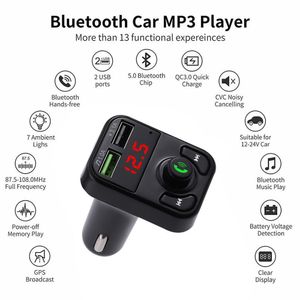 Зарядные устройства Bluetooth 5,0 FM передатчик для автомобиля, беспроводной Bluetooth радио адаптер Musics Player передатчик / автомобильный комплект с громкой связи A3