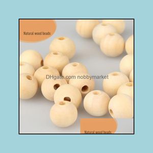 Wood Loose Beads Jewelry Natural Color Round Wooden 20Mm 15Mm 12Mm 10Mm High Quality Lead- Diy Aessories Wholesale Drop Delivery 2021 H1Emg