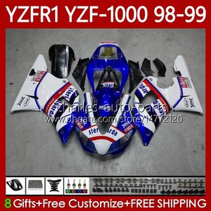 Motorradkörper für Yamaha YZF R 1 1000 CC YZF-R1 YZF-1000 98–01 Karosserie 82No.15 YZF R1 YZFR1 98 99 00 01 1000CC YZF1000 1998 1999 2000 2001 OEM-Verkleidungsset blau weiß schwarz