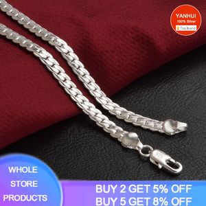 5MM Full Sideways 925 Sterling Silver Necklace Unisex Fashion Jewelry For Women Men 45/50/55/60CM Link Chain Wedding Gift XL1010 Q0531