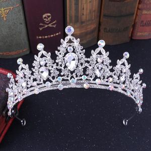 Hårklämmor Barrettes Barock lyxig guld silver färg AB Crystal Heart Bridal Tiara Crown Rhinestone Pageant Diadem pannband bröllop acces