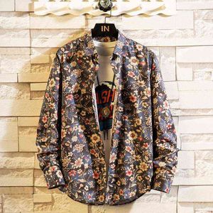 Camisa de flor dos homens manga longa coreana fina tendência bonito retrô casual camisa floral dos homens camisa de seda g0105