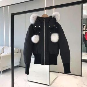 진짜 모피 공 겨울 여성 MS Knukerles Debbie Parka 다운 재킷 두꺼운 야외 패션 코트 두꺼운 방풍 짧은 211216