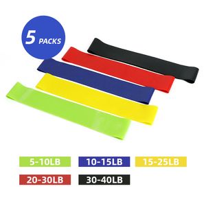 5PCS / Set Resistens Bands Set Expander Yoga Workout Exercise Fitness Utrustning för Hem Gym Latex Elastic Booty Bands C0224