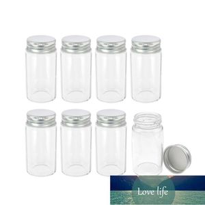 Lagringsflaskor Krukor Transparent 50 ml Grå Aluminiumlock Små glasvattenbehållare Starkt tätande godis Önskat flaska 24PCS Refillable Sub Factory Price Expert