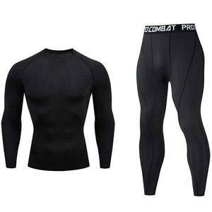 Mäns Running Set Gym Jogging Thermo Underkläder XXXXL Skins Komprimering Fitness MMA RashGard Male Quick-Torka Tights Track Suit 211006