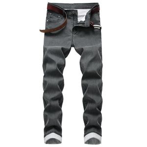Men's Jeans Basic Mens Stretch Denim Slim Fit Solid Khaki Black Casual Pants Size 30 32 34 36 38 40 Drop
