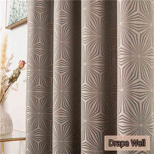 300x280 Luxury Geometric Pattern Curtains for Bedroom Living Room Elegant Window Treatments Jacquard Brown Blackout Curtain Grey 210712