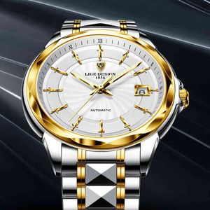 2021 Nowy Lige Wskaźnik w kształcie miecza Automatyczny zegarek mechaniczny Luksusowy Wodoodporny Wodoodporny Zegarek Biznesowy Mężczyźni Zegarki Q0524