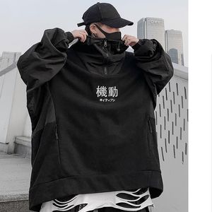 Herrtröjor tröjor Techwear Harajuku Men Pullover Hip Hop Streetwear Sweatshirt japanska överdimensionerade