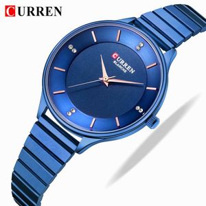 WristWatches Curren Mulheres Relógios Top Moda Cinto de Aço Senhoras Quartzo Assista Esporte Pulso Azul Relogio Feminino