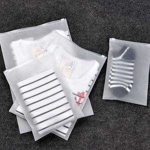 Sacos Fosco venda por atacado-CPE Fosco Zipper Bag Meias Underwear Roupa de Roupas Saco de Zíper Plástico Roupas Transparentes